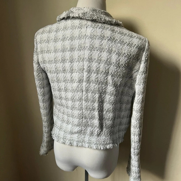 IRO quill tweed silver metallic open front jacket, size 40 - Picture 3 of 5